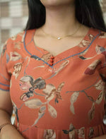 Alpine Floral Print 3 Layer Full Frock with Back Tie - Mangai Nighties