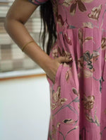 Alpine Floral Print 3 Layer Full Frock with Back Tie - Mangai Nighties