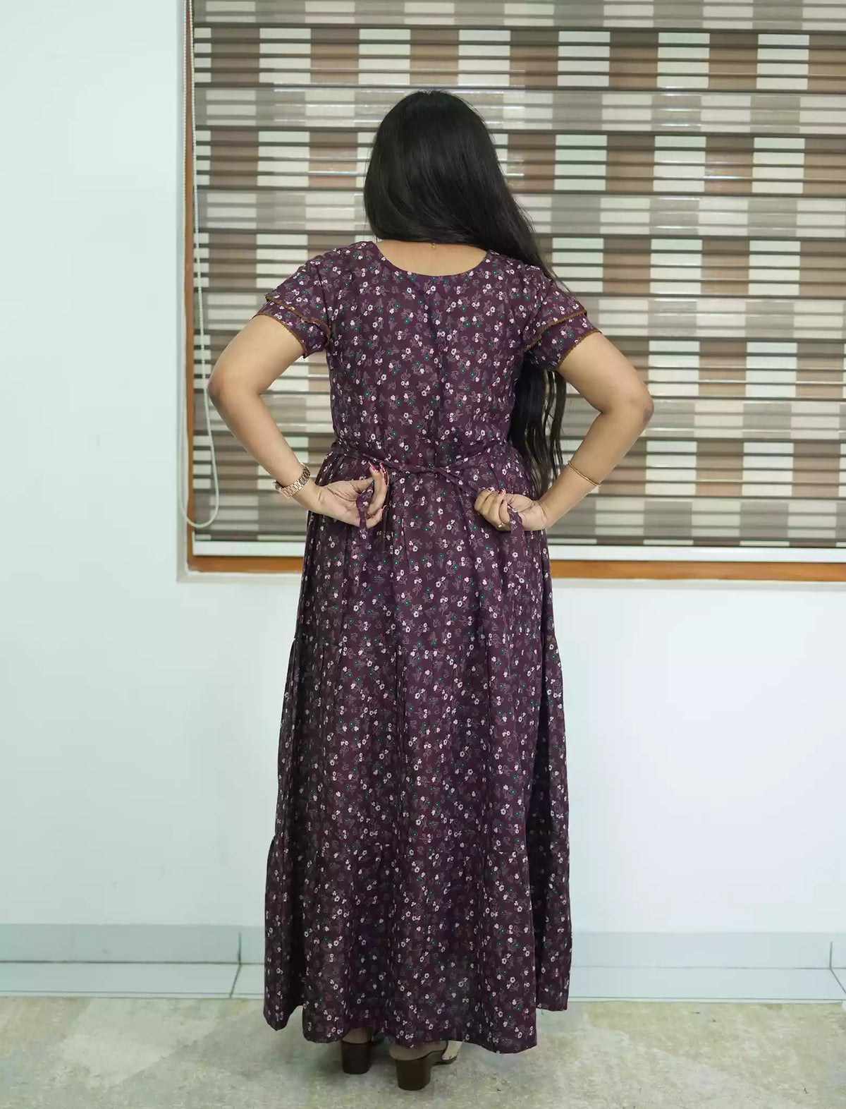 Alpine Tiny Floral Print 3 Layer Frock - Mangai Nighties