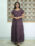 Alpine Tiny Floral Print 3 Layer Frock - Mangai Nighties