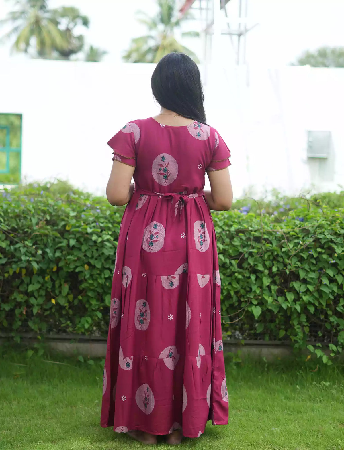 Alpine Circular Floral Print 3 Layer Frock - Mangai Nighties