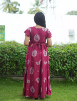 Alpine Circular Floral Print 3 Layer Frock - Mangai Nighties