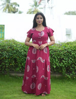 Alpine Circular Floral Print 3 Layer Frock - Mangai Nighties