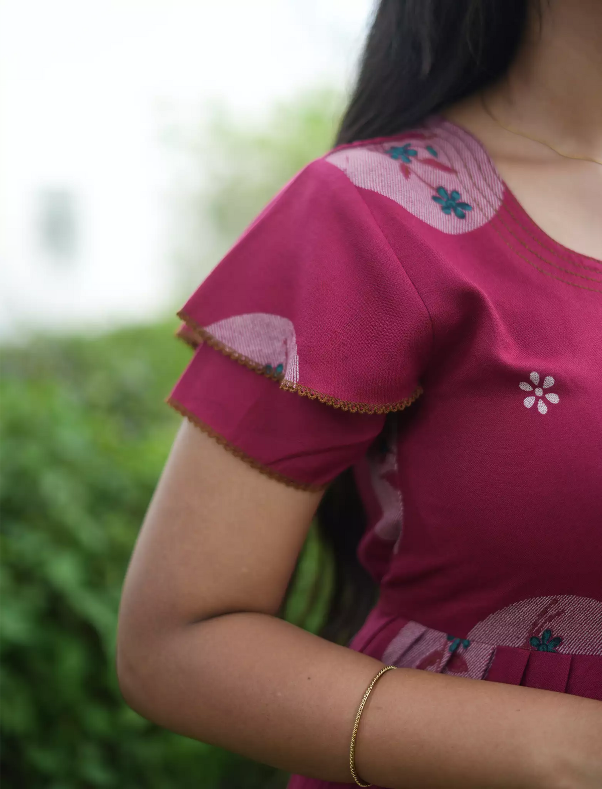 Alpine Circular Floral Print 3 Layer Frock - Mangai Nighties