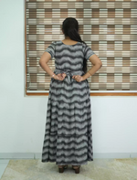 Alpine Wave Print 3 Layer Frock with Back Tie - Mangai Nighties