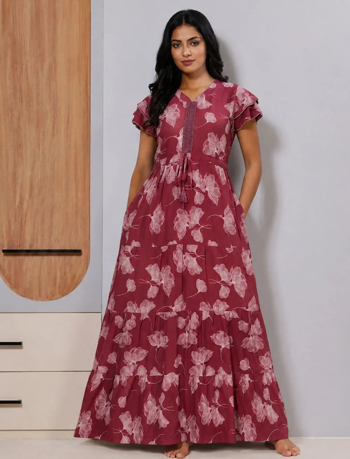 Alpine Trendy zipless frock design Tiered maxi silhouette for Women - Mangai Nighties
