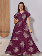 Purple Alpine 3 Layer Flared Gathering Frock for Women - Mangai Nighties