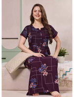 Alpine Floral Geometric Print Kurti Style Nighty - Mangai Nighties