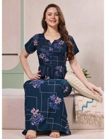 Alpine Floral Geometric Print Kurti Style Nighty - Mangai Nighties