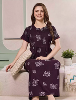 Alpine Floral Print Pleated Kurti Style Nighty with Pocket - Mangai Nighties