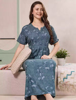 Alpine Kurti Style Pleated Nighty with Floral Print - Mangai Nighties