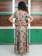 Alpine Floral Print Petal Sleeve 3 Layer Full Frock - Mangai Nighties