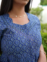 Cotton Geometric Print Casual Frock with Back Tie - Mangai Nighties