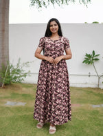 Cotton Floral Print Casual & Feeding Frock with Back Tie - Mangai Nighties