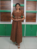 Floral Butta Print Cotton Frock with Back Tie | Mangai Nighties