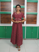 Floral Butta Print Cotton Frock with Back Tie | Mangai Nighties