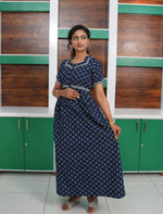 Floral Butta Print Cotton Frock with Back Tie | Mangai Nighties