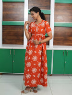 Floral Print Cotton Casual Frock with Pocket | Mangai Nighties
