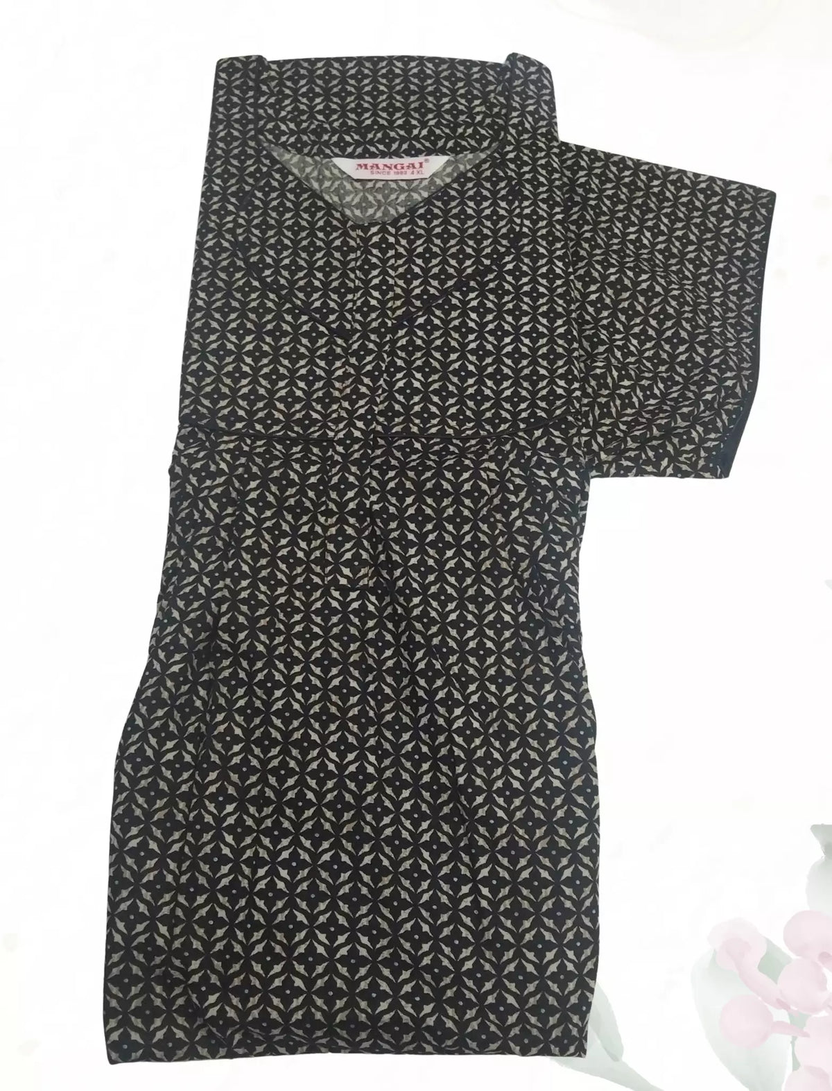 MANGAI Cotton Printed Pleated Model Half Sleeve 4XL Size Nighties for Stylish Women's
