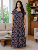 MANGAI Premium Cotton Printed Pleated Model Half Sleeve 5XL Size Shrinkage Free Nighties