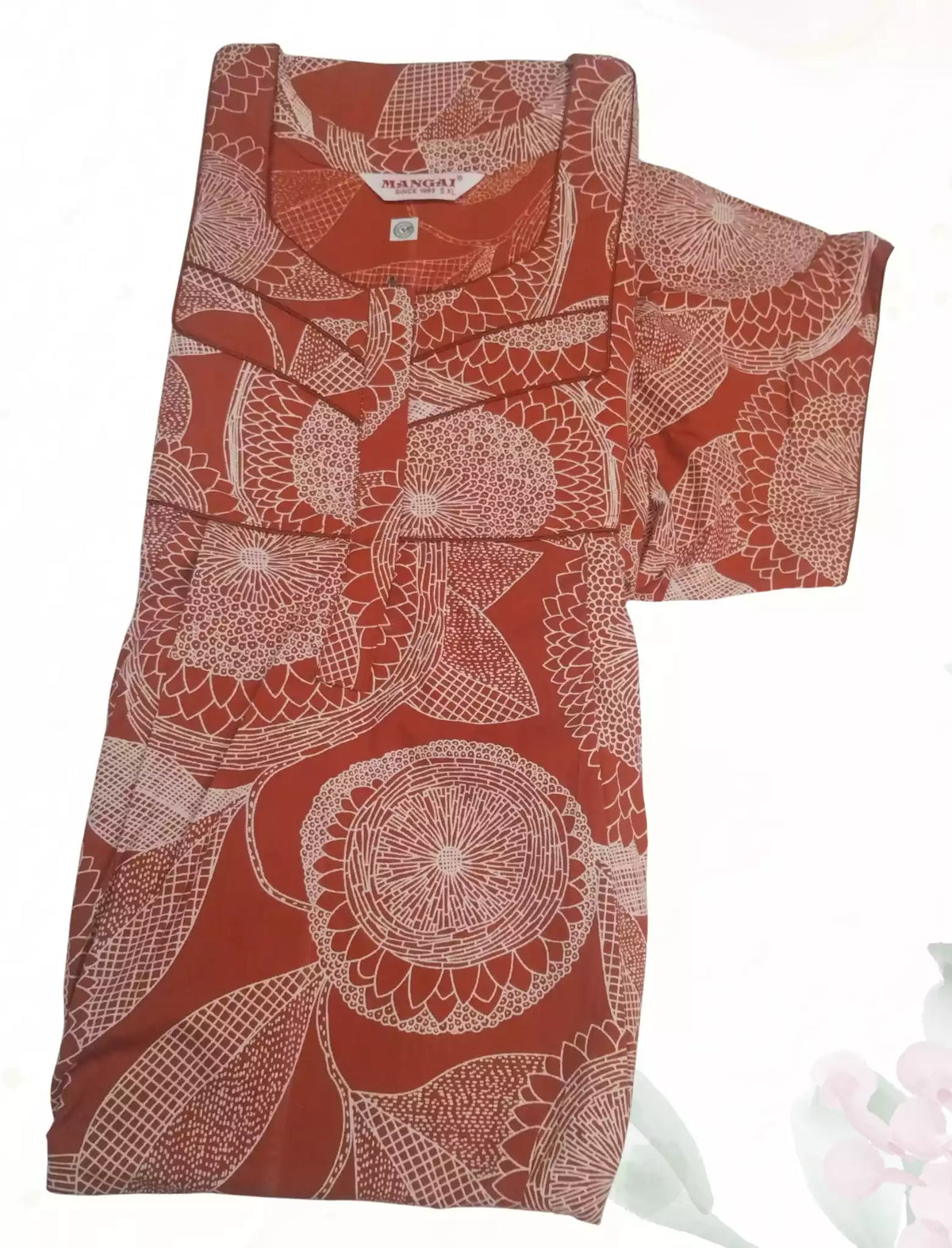 MANGAI Cotton Printed Pleated Model Half Sleeve 5XL Size Nighties for Stylish Women's