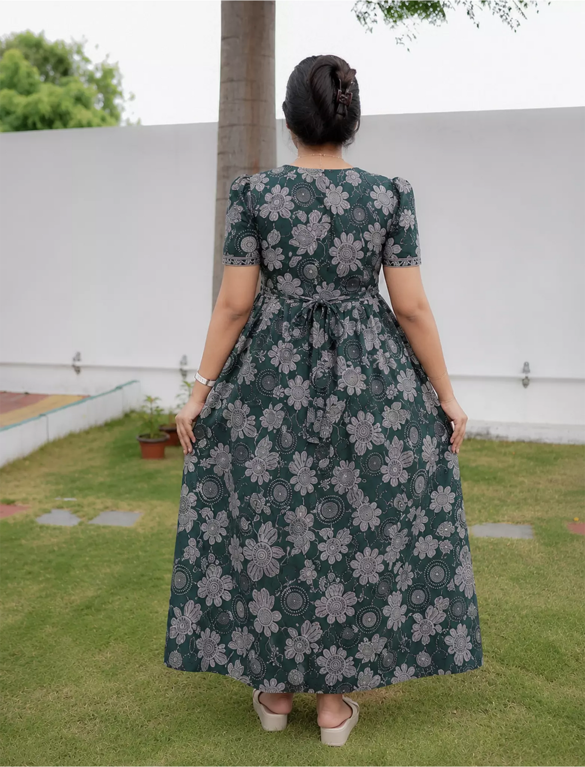 Cotton Floral Print Casual & Feeding Frock - Mangai Nighties