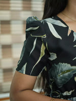 Rayon Floral Print Foil Gathering Maxi with Side Pocket - Mangai Nighties