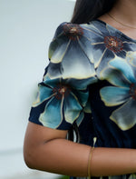 Rayon Floral Print Foil Gathering Maxi with Front Tie - Mangai Nighties