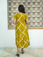 Mustard Rayon Abstract Print Zipless Maxi Frock- Mangai Nighties