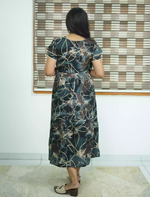 Black Rayon Floral Print Casual Maxi Frock Women - Mangai Nighties