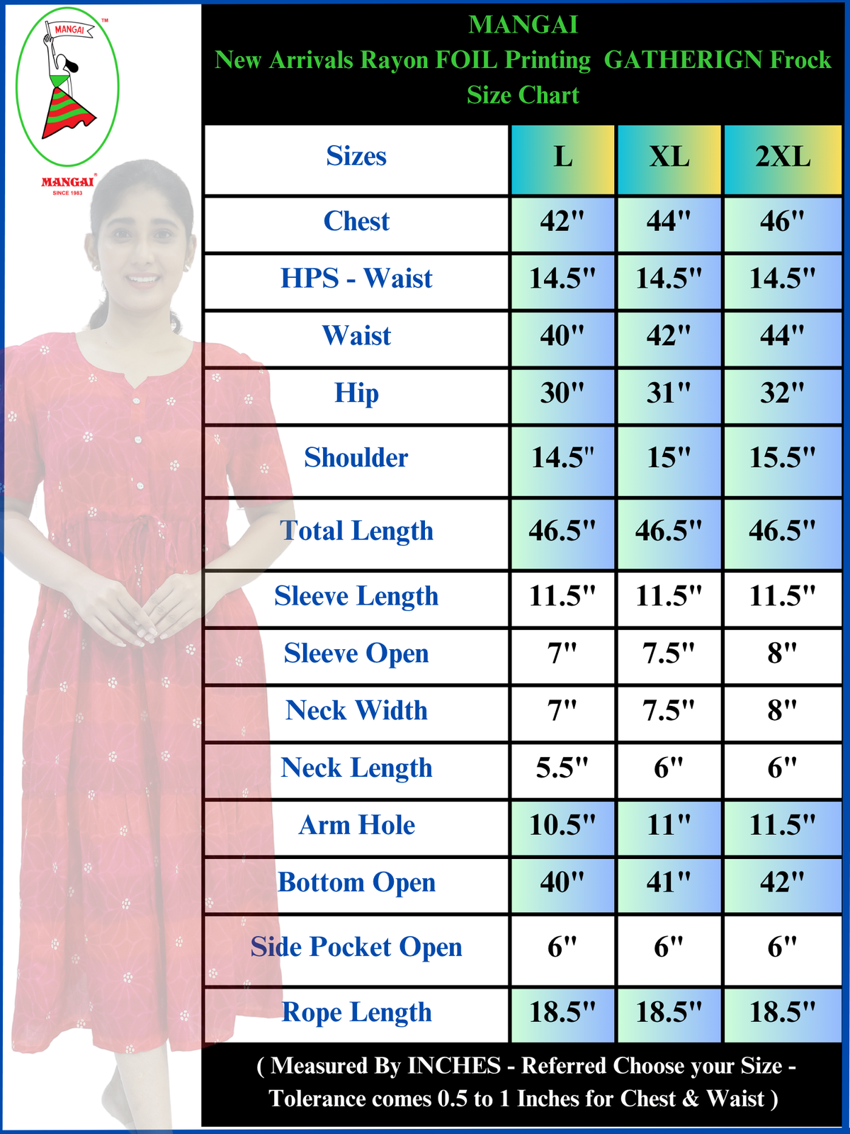 Mangai Nighties Foil Gathering Zipless Maxi
