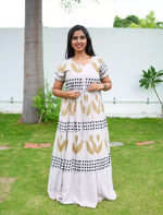 Rayon Heart Dot Print Tie Waist with Layered Sleeves - Mangai Nighties