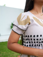 Rayon Heart Dot Print Tie Waist with Layered Sleeves - Mangai Nighties