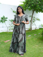 Bottle Green Gathered Rayon Frock with Adjustable Front Tie - Mangai Nighties