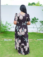 Rayon Floral Flared Frock with Tie Knot | Mangai Nighties