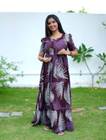 Brown Gathered Rayon Frock with Adjustable Front Tie - Mangai Nighties