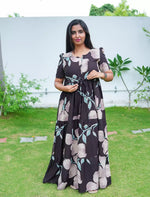 Rayon Floral Flared Frock with Tie Knot | Mangai Nighties