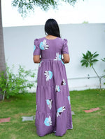 Rayon Floral Print Front Tie Flared Frock with Pocket | Mangai Nighties