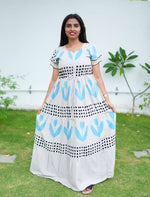 Rayon Heart Dot Print Tie Waist with Layered Sleeves - Mangai Nighties