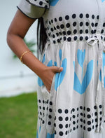 Rayon Heart Dot Print Tie Waist with Layered Sleeves - Mangai Nighties