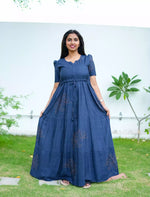 Rayon Floral Printed Tie Waist Puff Sleeve Frock - Mangai Nighties