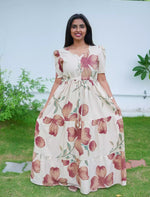 Rayon Floral Flared Frock with Tie Knot | Mangai Nighties