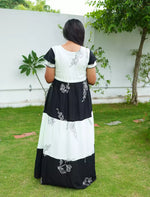 Rayon Floral Print Layer Sleeve Flared Frock - Mangai Nighties
