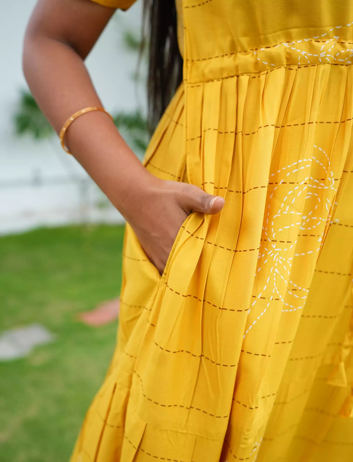 Rayon Floral Printed Tie Waist Puff Sleeve Frock - Mangai Nighties