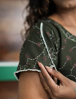 Alpine Floral Print Petal Sleeve Full Frock - Mangai Nighties