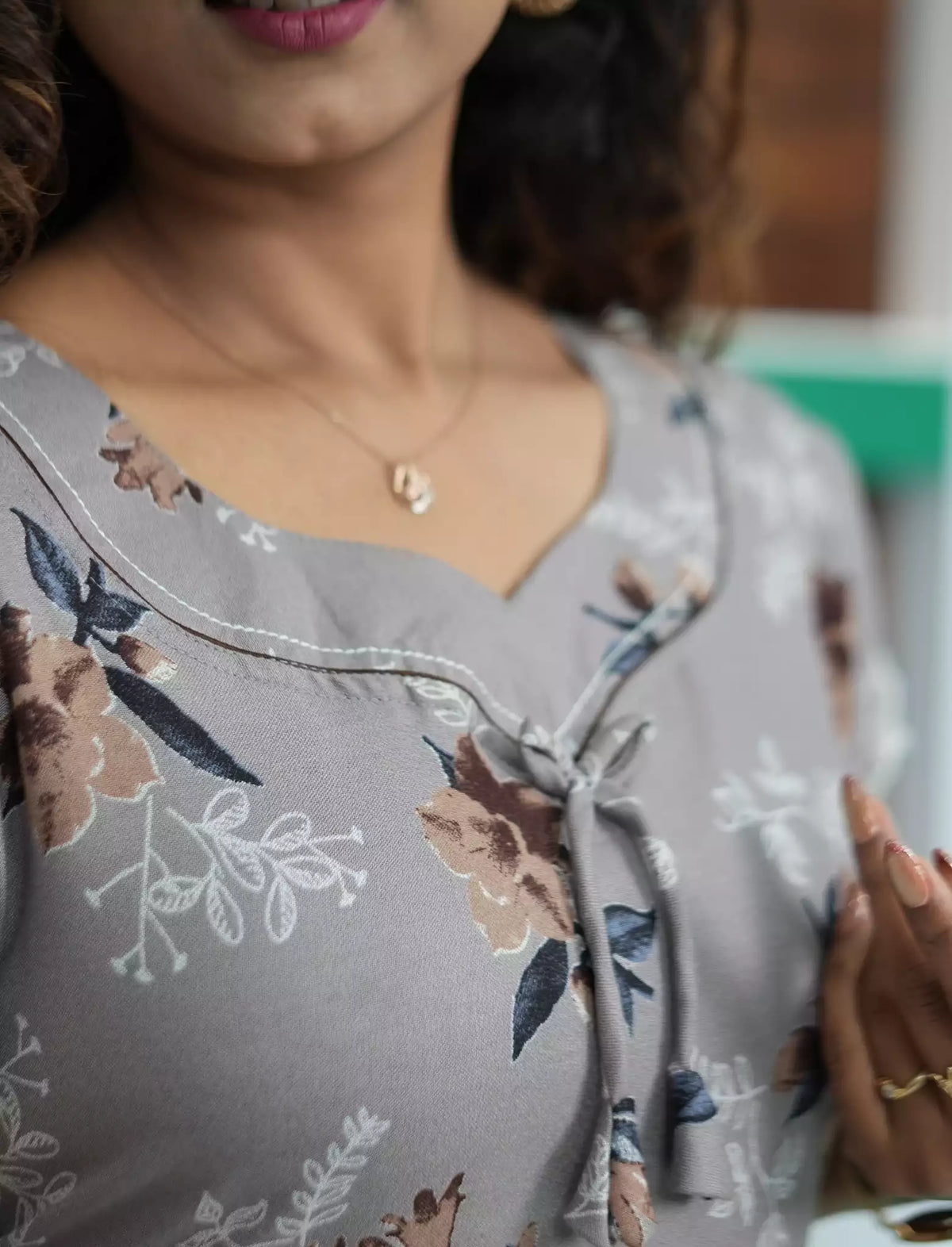 Alpine Floral Print Petal Sleeve 3 Layer Full Frock - Mangai Nighties