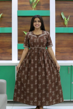 Full Long Cotton Frock Comforts as Casual Maternity Feeding Frock