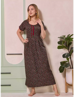 Tiny Floral Print Alpine Pleated Kurti Style Nighty - Mangai Nighties