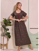 Tiny Floral Print Alpine Pleated Kurti Style Nighty - Mangai Nighties