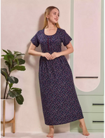 Tiny Floral Print Alpine Pleated Kurti Style Nighty - Mangai Nighties